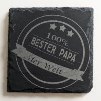 Bester Papa der Welt - Schieferplatte graviert 10x10 cm - Untersetzer